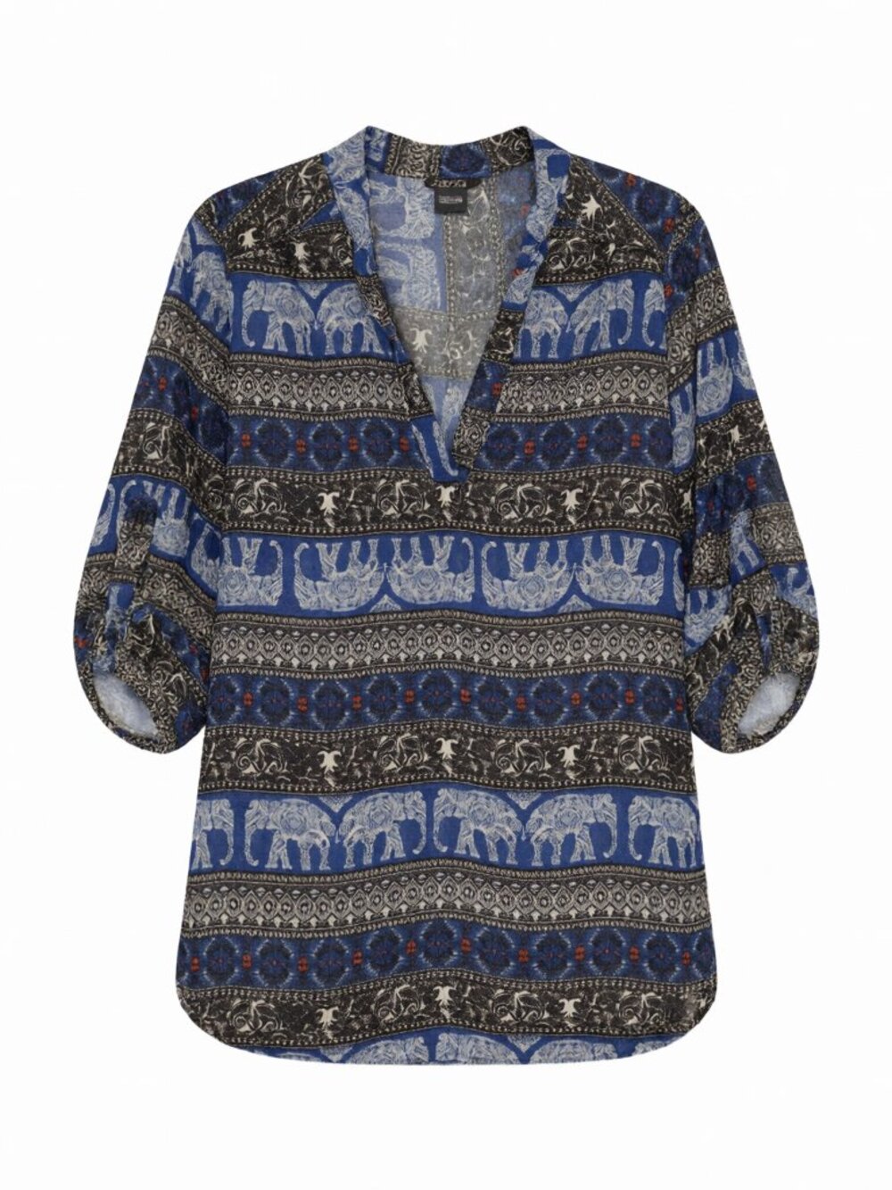 rue21 Blue Black Women's Elephant Print Top M Blue/Black